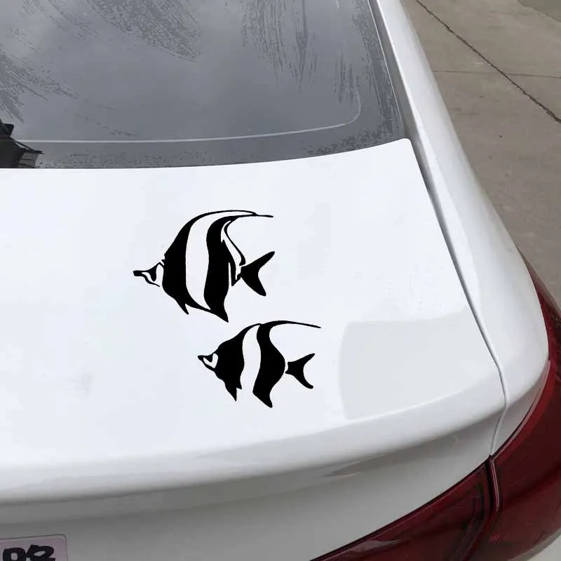 YJZT 14 7 см * 13 9 Angelfish силуэт виниловые наклейки рыбы автомобиля Стикеры