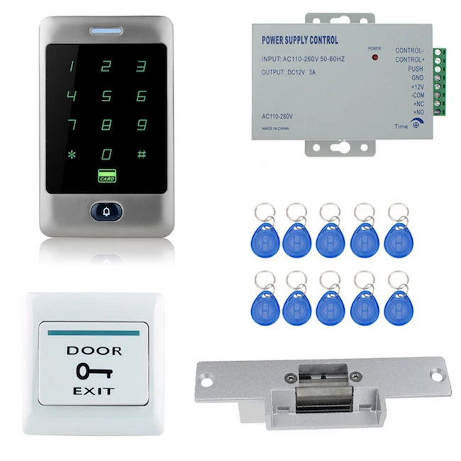 Set Two RFID сенсорный водонепроницаемый металлический контроллер доступа с 12VDC NC/без электрического болта/магнитный замок для безопасности двери - Цвет: Set Two