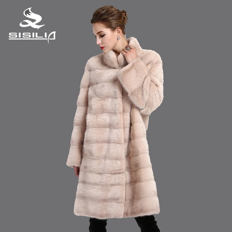 SISILIA 2016 Новый женщины шуба из натурального меха Натуральная Кожа норковая