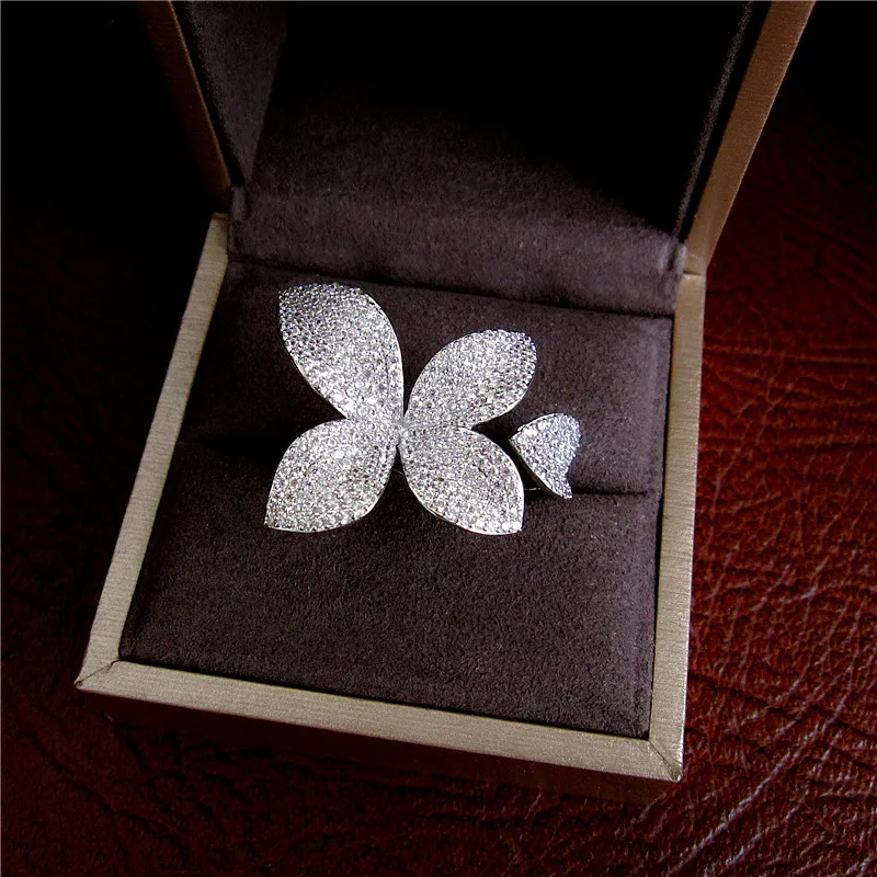 Женское кольцо с фианитом в форме листьев|wedding rings|fashion ringsring fashion |
