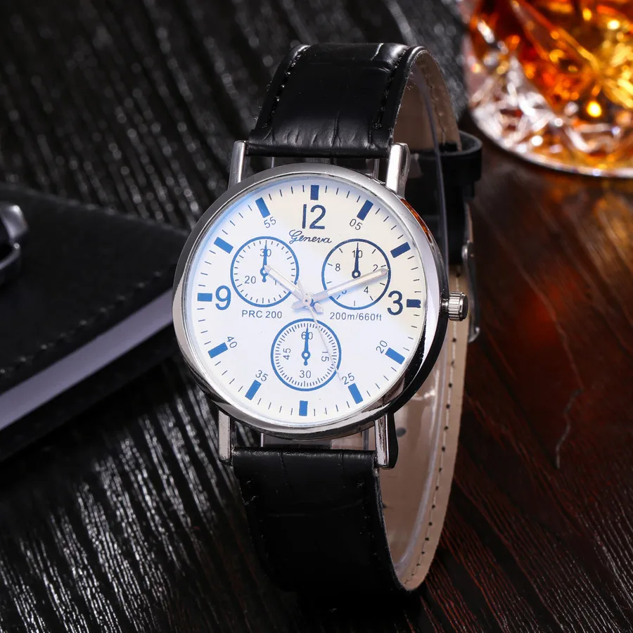 

Hot Erkek izle Business Man Watch Blu Ray Glass Neutral Quartz Simulates Wrist Watch Reloj de hombre Gift free shipping Z524