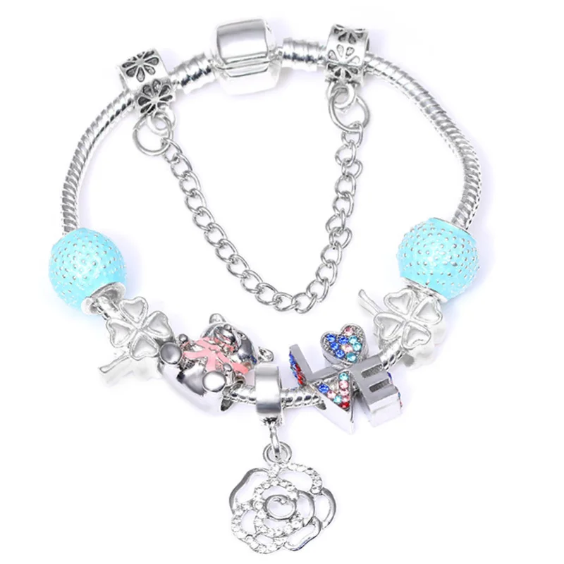 BT058-Silver 925 модные серебряные браслеты с героями мультфильмов «Любовь Винни», «Медведь», бусинки тигра, «ИА», очаровательные браслеты для женщин, браслет и браслеты, подарки - Окраска металла: BT058-Silver