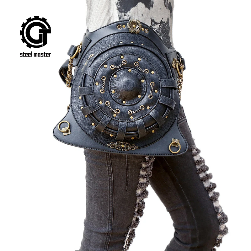 Рюкзак в стиле стимпанк сумки круглый плечо кляп Готический Поясная Сумка черный