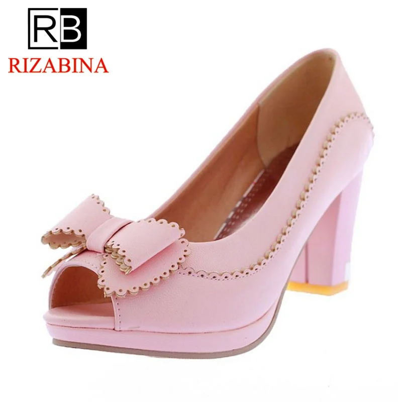 Фото RIZABINA/Размеры 33 43 женские туфли на высоком каблуке с открытым носком Модные