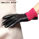 Брендовые перчатки из натуральной кожи, высококачественные женские перчатки из овечьей кожи, двухцветные зимние перчатки с бархатным покрытием, перчатки для вождения L150NC