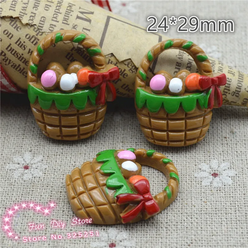 Пасхальная Милая коричневая корзина для яиц 10 шт./лот 24*29 мм украшение с плоским