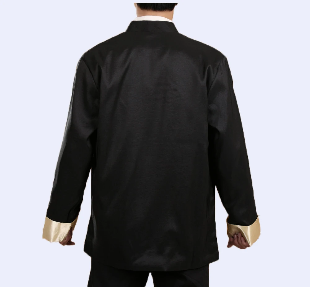 Новинка 2018 Мужская китайская рубашка с отложными манжетами и длинными рукавами