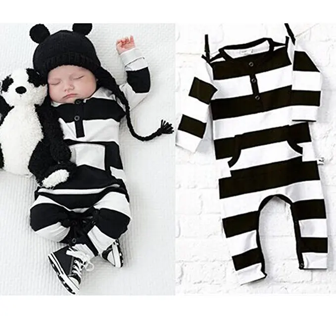 Детский хлопковый комбинезон с длинным рукавом в полоску|infant jumpsuit|baby boy girlromper cotton