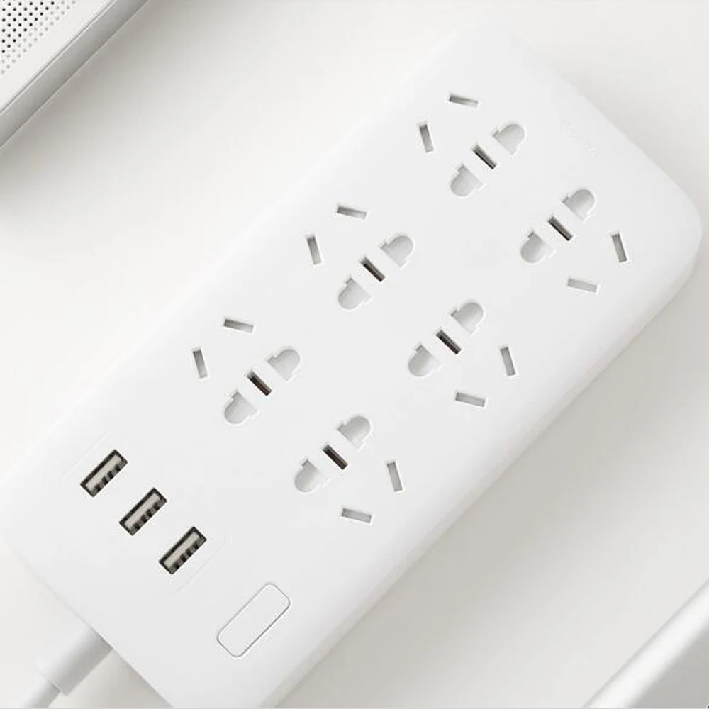 Оригинальная Xiaomi Mi розетка питания с 3 USB 5 V 2.1A расширение быстрой зарядки 6 розеток с защитной дверью