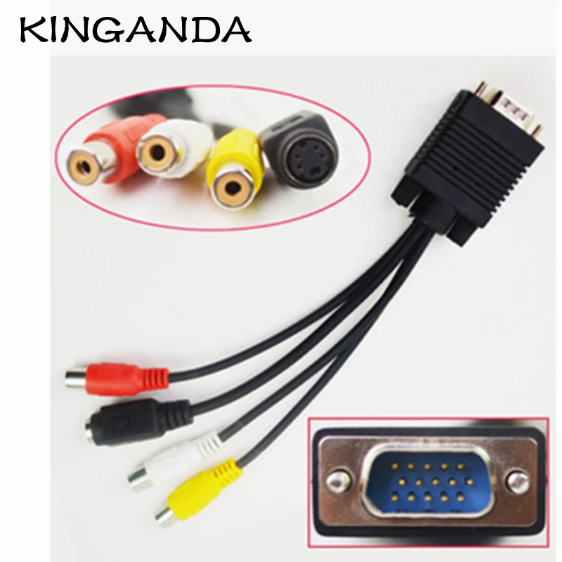 Sub D 15 pin папа VGA SVGA к S Video 3 RCA ТВ AV выход адаптер кабель для ноутбука ПК видео карты