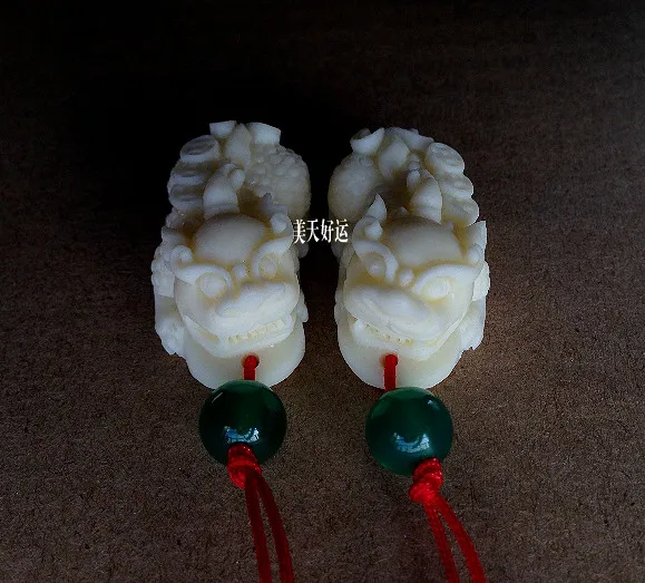 Слоновой кости белый Як Кость резьба Pi Xiu кулон ювелирные изделия ожерелье