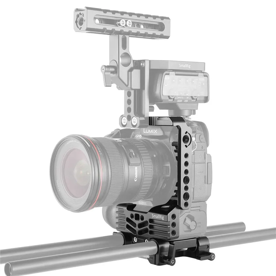 

SmallRig GH5 Half Cage + Dual Rod Clamp Baseplate System Kit for Panasonic Lumix GH5 Camera Cage with Battery Grip -2024