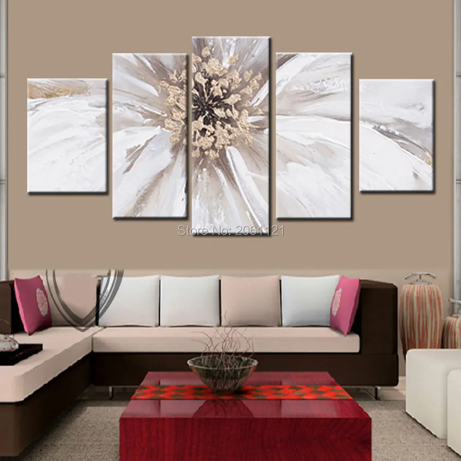 Ручная роспись 5 шт. Современное абстрактное искусство огромный большой белый