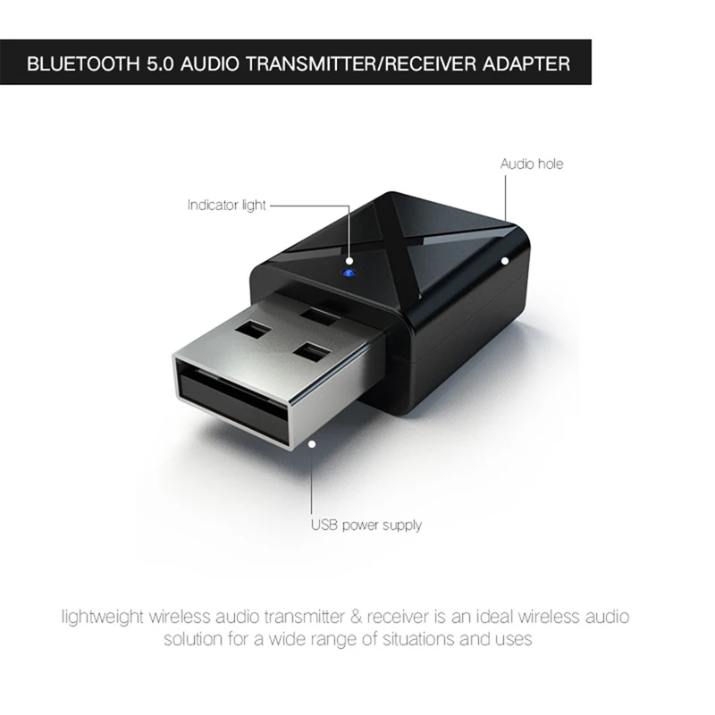 Overfly Bluetooth 5 0 передатчик приемник Мини 3 мм AUX стерео беспроводной адаптер с для
