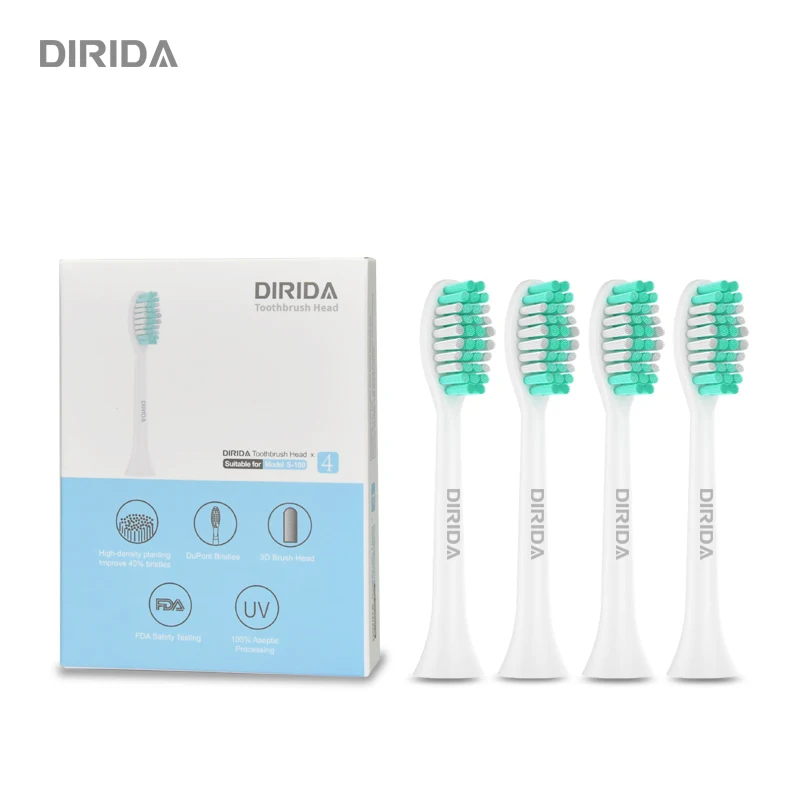 Оригинальные электрические насадки на зубные щетки Sonicare Сменная головка звуковой щетки для DIRIDA S-100 зубная щетка Dupont мягкая щетина 4 шт
