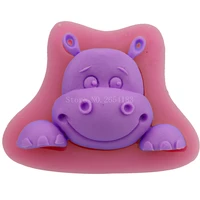 animal cute hippo silicone fondant soap 3d cake mold cupcake jelly candy sugar chocolate decoration baking tool moulds fq2823