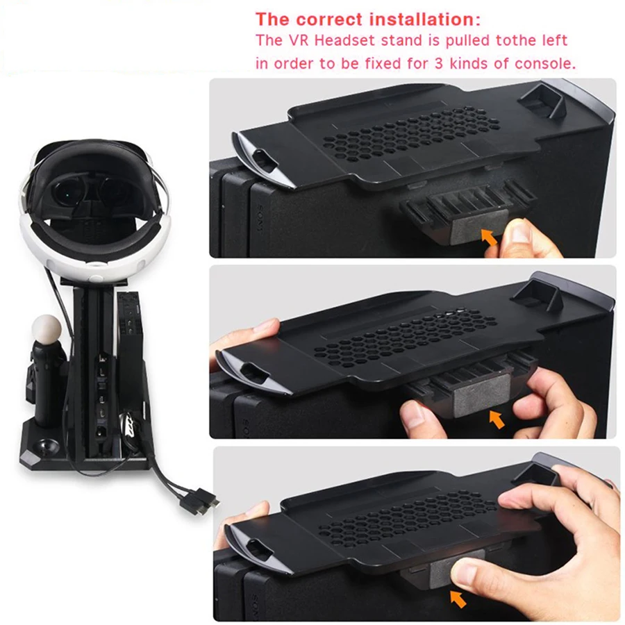 PS4 Pro Slim& PS VR многофункциональная Вертикальная охлаждающая подставка, PS Move и PS4 контроллер зарядная станция