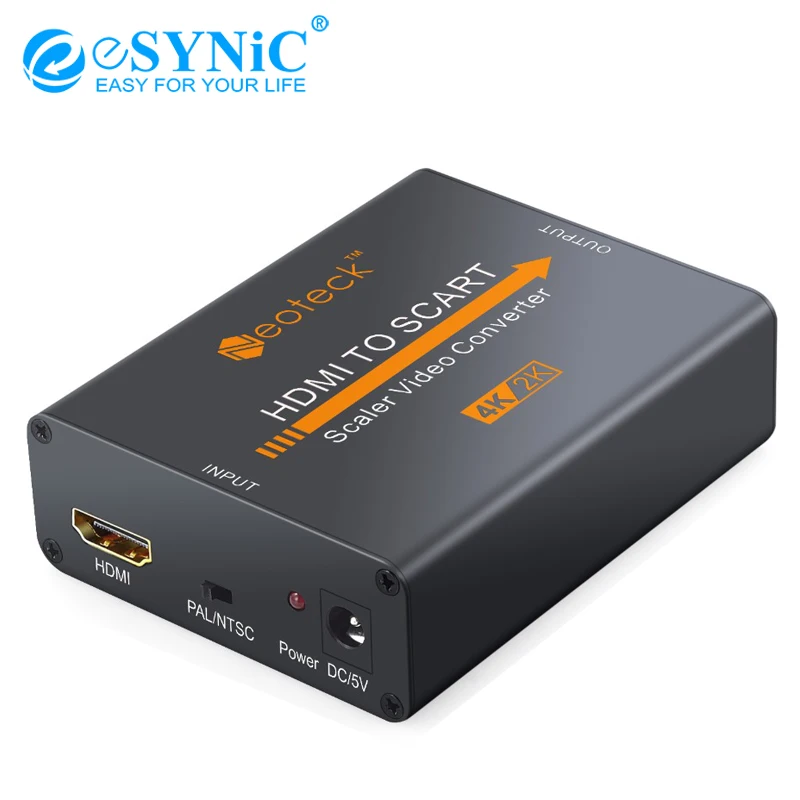 ESYNiC Mini 4 K x 2 1.4b HDMI конвертер/переходник в scart DC 5 В/1A адаптер питания Поддержка NTSC PAL
