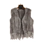 Бесплатная доставка, Женский вязаный жилет из 2021 кроличьего меха, пальто из натурального меха, жилет из натурального кроличьего меха, одежда с кисточками