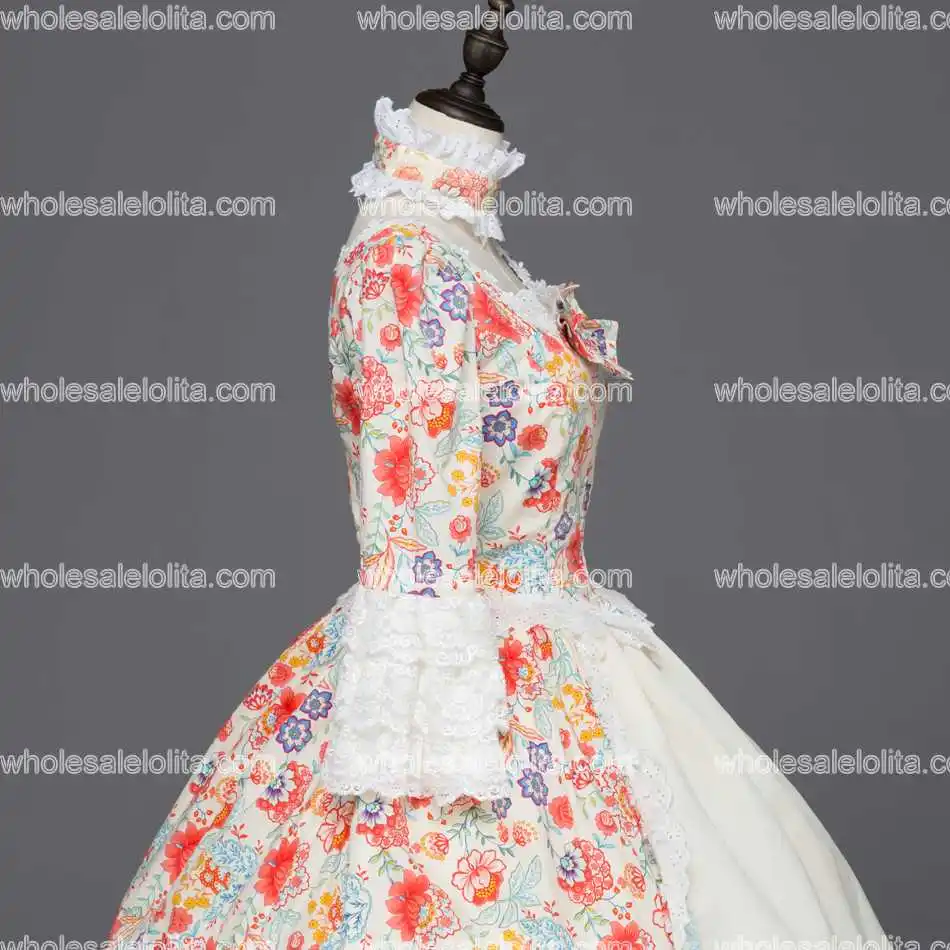 

Printing Marie Antoinette Renaissance Brocade Dress Ball Gown Vampire Halloween Dresses
