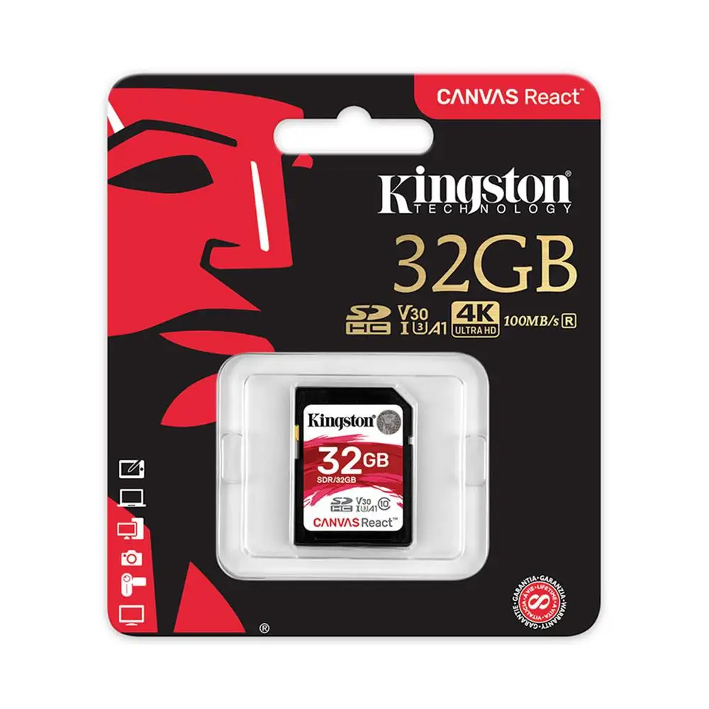 Kingston Canvas React 64 Гб SDHC/SDXC класс 10 SD карта памяти UHS-I 100 МБ/с./с флеш-память высокая