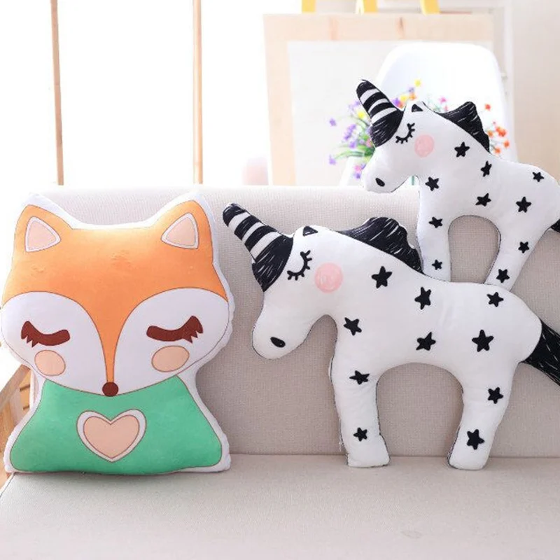 D милые животные в форме лисы детская подушка мультяшная игрушки мягкие плюшевые