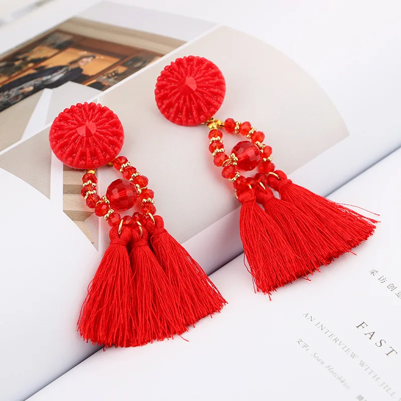 2018 новые серьги поступления Ретро этно стиль с бахромой Бусины летние женские