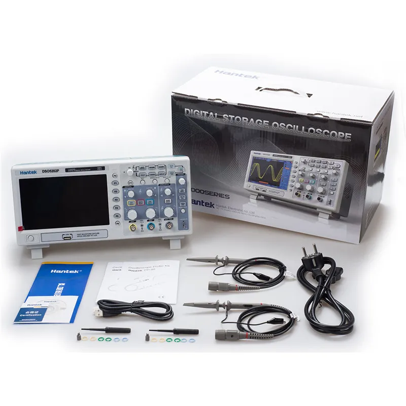 Hantek DSO5202P цифровой осциллограф 200 МГц 2 канала 1GSa/s ЖК запись Длина 40K USB