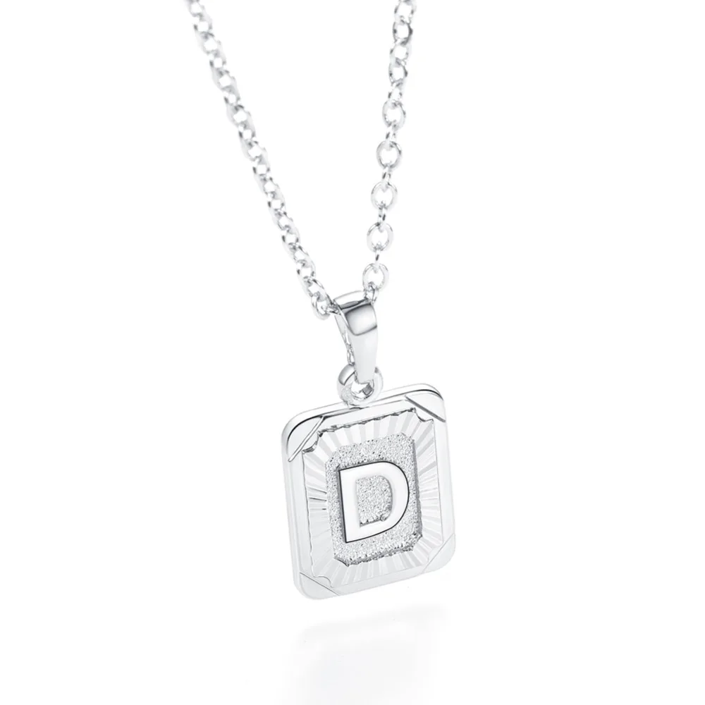 U7 Square Letters Necklaces Pendant Chain Necklace for Women Men English Initial Name Alphabet Jewelry Best Birthday Gifts P1196