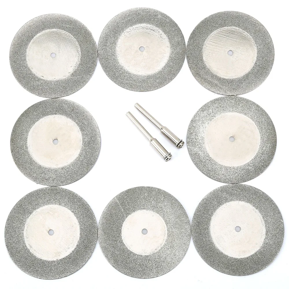 

DRELD 8pcs 50mm Mini Diamond Saw Blade Cutting Discs with 2pcs Connecting 3mm Shank for Drill Fit Rotary Tool dremel accessories