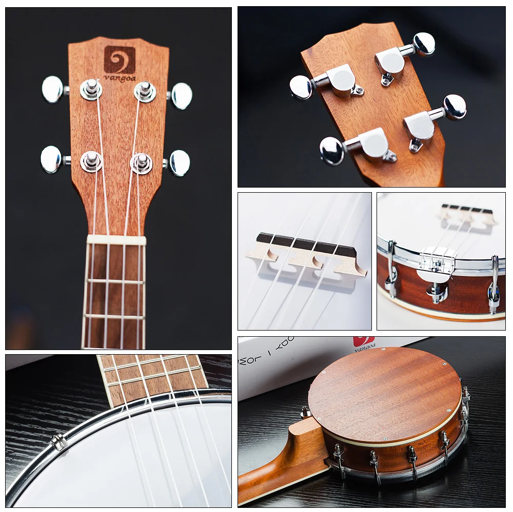 Vangoa 23 дюймов 4 струны концертный банджо укулеле Banjolele Banjos комплект Sapele Дерево