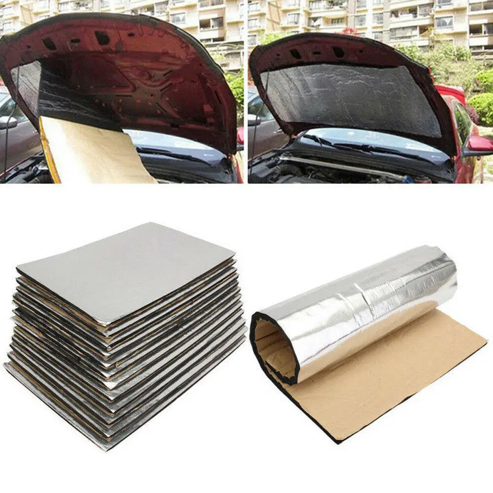 

12pcs Foil Soundproof Cotton Car Sound Mat Proofing Deadener Heat Noise Insulation Deadening Mat Hood Closed Cell Foam