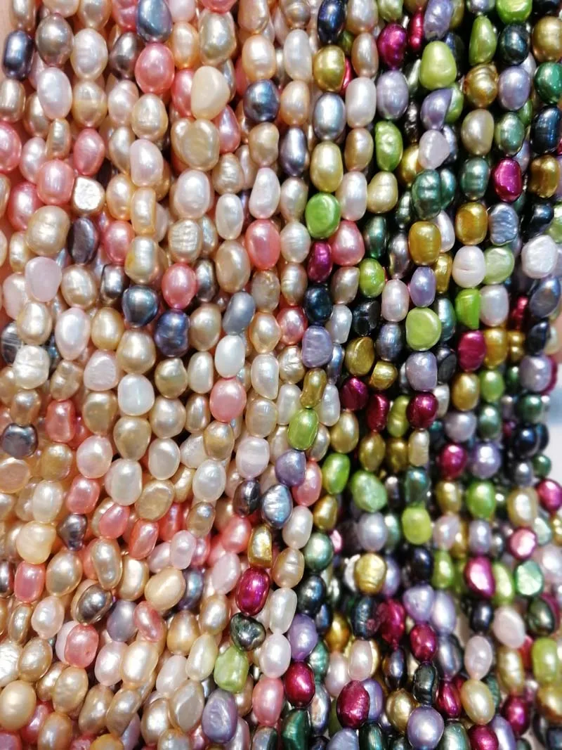 Бусины из пресноводного жемчуга разноцветные 4-7 мм для изготовления украшений 14