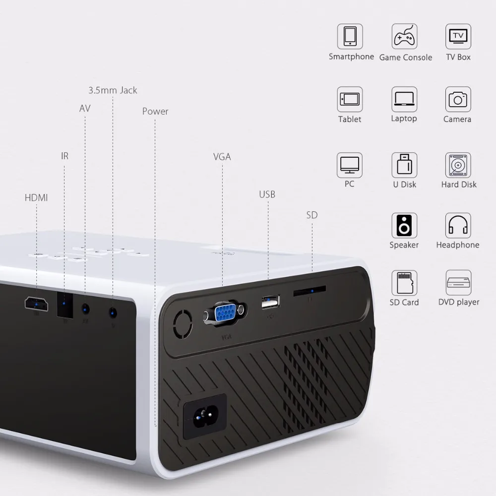 Светодиодный проектор Excelvan BL45 2000 люмен ЖК для домашнего кинотеатра 1080P