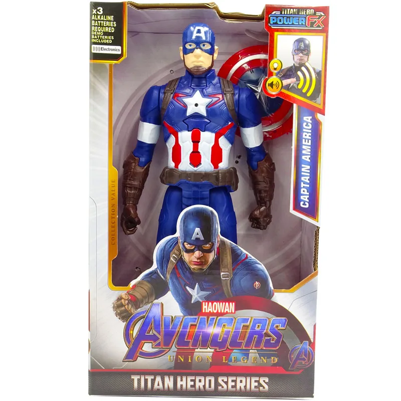 Captain with box 30 см Marvel Мстители Веном Бэтмен Супермен флэш танос Халк Росомаха Черная пантера Человек-паук фигурка куклы игрушки для детей - Color: Captain with box