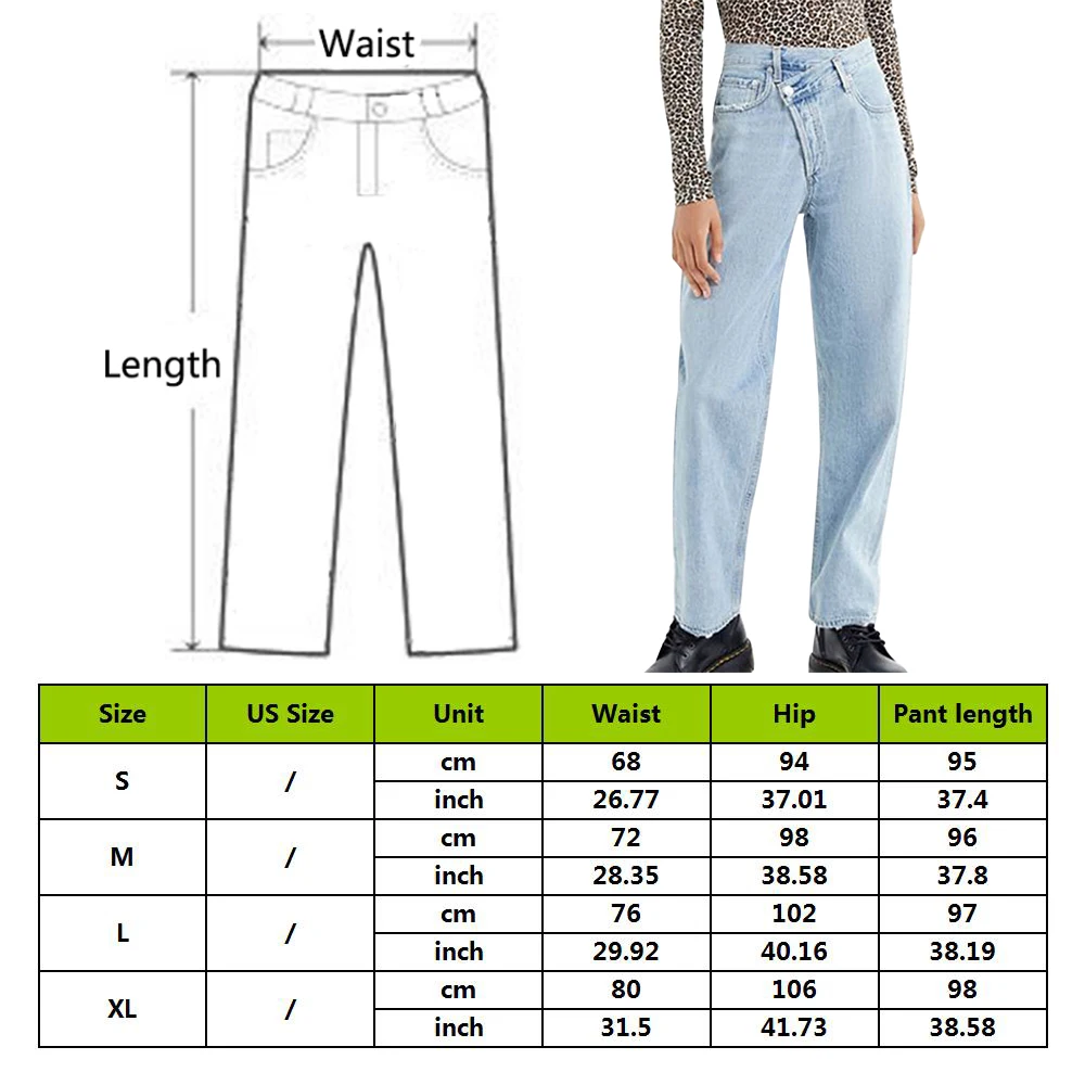 HEFLASHOR/широкие женские брюки с асимметричной талией на молнии прямые узкие джинсы