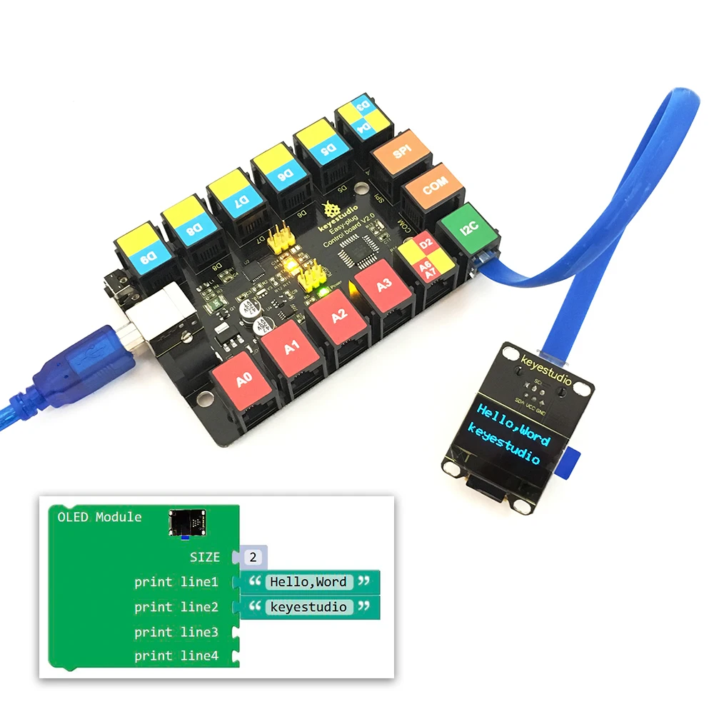Новинка! Keyestudio RJ11 EASY plug 128x64 OLED модуль для Arduino STEAM|Аксессуары демонстрационных