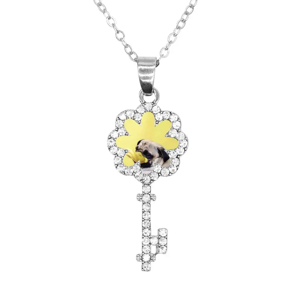 SAMCUSTOM Necklace Personality Key Stainless Smoking a pipe Pugs pug 3D Print Steel Women Necklaces Pendant Jewelry Female | Украшения и