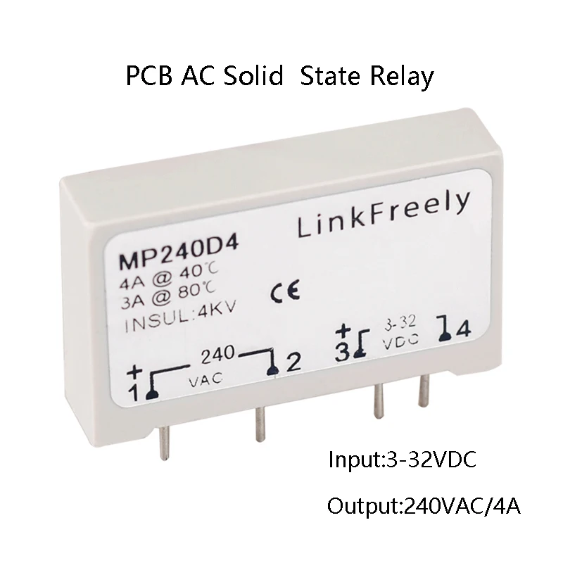 Твердотельное реле MP240D4 SPST для монтажа печатной платы 4 контактное SSR 4A 24V 280VAC