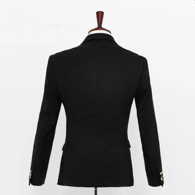 Новый дизайн мужские костюмы пиджак Одноцветный двубортный свадебный смокинг