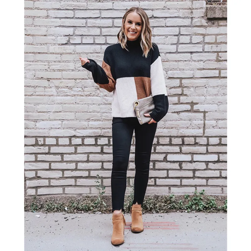 Fashion Women Turtleneck Sweaters Autumn Winter 2018 Pull Femme Hiver Jumpers European Casual Female oversized sweater | Женская одежда