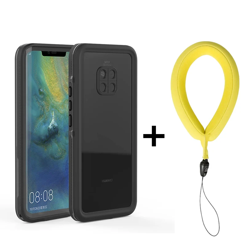 Водонепроницаемый чехол для плавания ming IP68 ДЛЯ huawei P30 P30Pro P20 Pro Чехол для дайвинга защита для плавания чехол для huawei P20 Lite mate 20Pro оболочка - Цвет: Black with Strap
