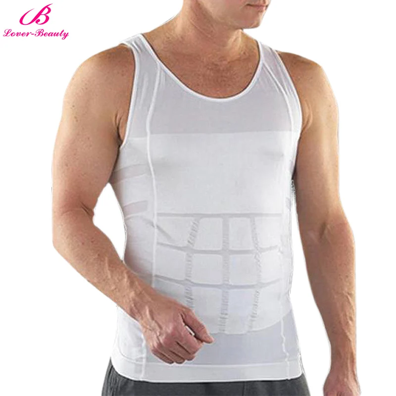 White Shapewear Men Lover beauty, мужской корректирующий жилет, нижнее белье для похудения, корсет на талию кинчер, пояс для тренировок, Приталенный корсет для тела - Цвет: White Shapewear Men