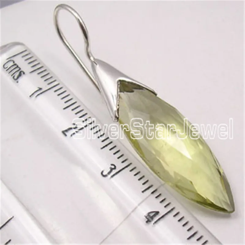 Серебро дымчатый оникс лимонный кварц великолепные Earrings4.4CM