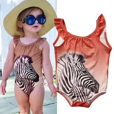 Kids Baby Girls zebra One-Piece Suits 2017 Monokini Bikini Swimwear Swimsuit Bathing Suit Beachwear Romper | Спорт и развлечения