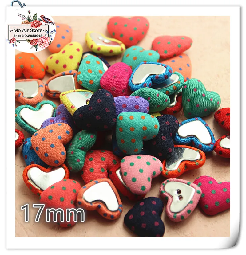 50 шт. смешанные цвета с плоской задней тканью покрытые точечными сердечками