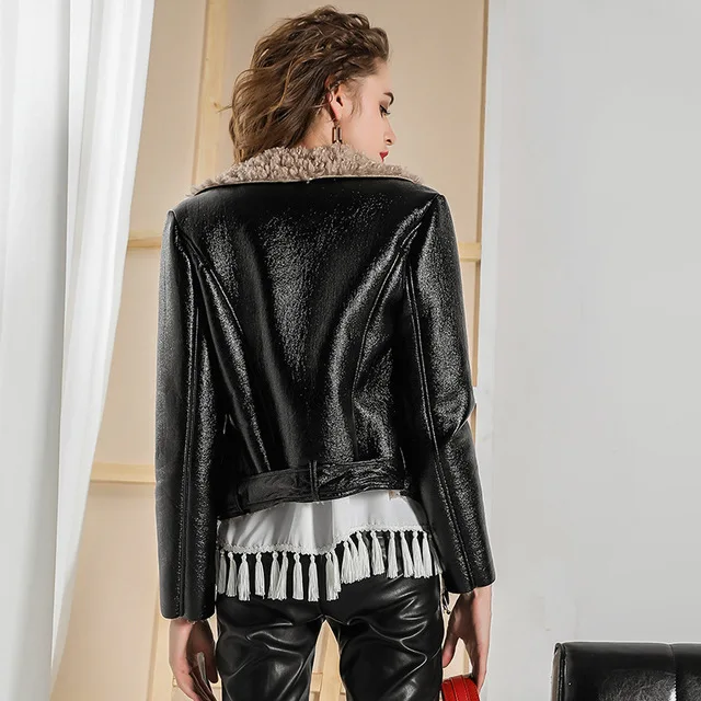 Осенняя мода 2020 брендовые Куртки из искусственной кожи с имитацией овечьей