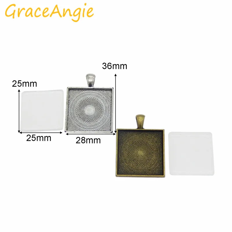 GraceAngie 2 комплекта квадратная металлическая база из старинной бронзы