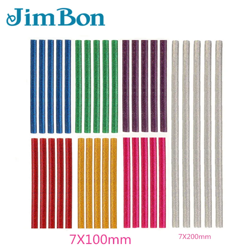JimBon 5 шт. 7x100 мм 7x200 мм многоцветные термоклеевые палочки Электрический клеевой пистолет модель художественного ремесла Альбом Ремонт DIY Heatin