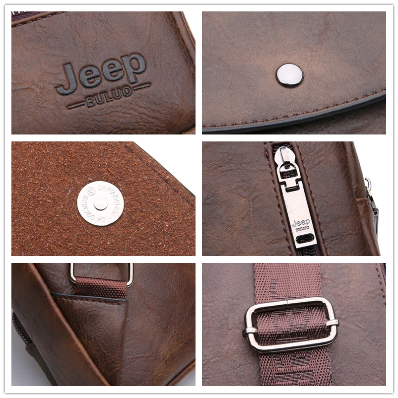 Мужская заплечная сумка для iPad 9.7" jeep buluo, оранжевая брендовая однолямочная сумка, кожаная слинг-сумка, сумка большого размера на плечевом ремне, все сезоны
